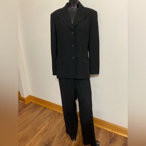 Black 2pc. Pant Suit with Textured Black Pinstripes 
Item# TSps7